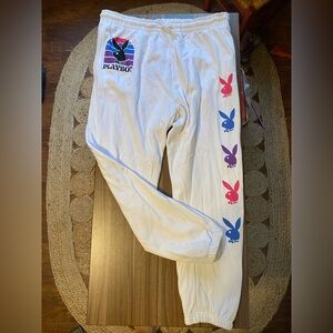 Playboy white joggers- have spots see photos